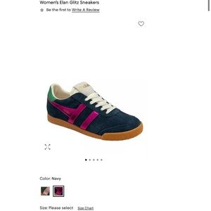 Gola Navy Suede Sneakers with Pink Stripes and Gum Sole